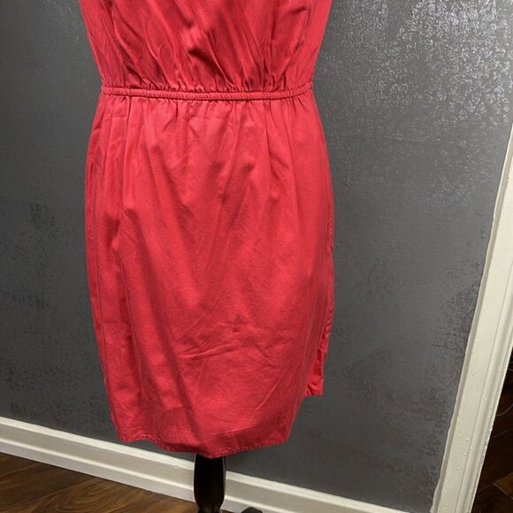 GAP Salmon Pink Tencel Cotton Dress – Asymmetric Neckline, Pockets, Size 6 - Picture 4 of 9